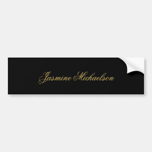 Adesivo Para Carro Adorável Caligrafia de Nome Chic Preto & Dourado