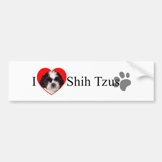 Adesivo Para Carro Adorável Eu Adoro Shih Tzus Bumper Sticker (Frente)