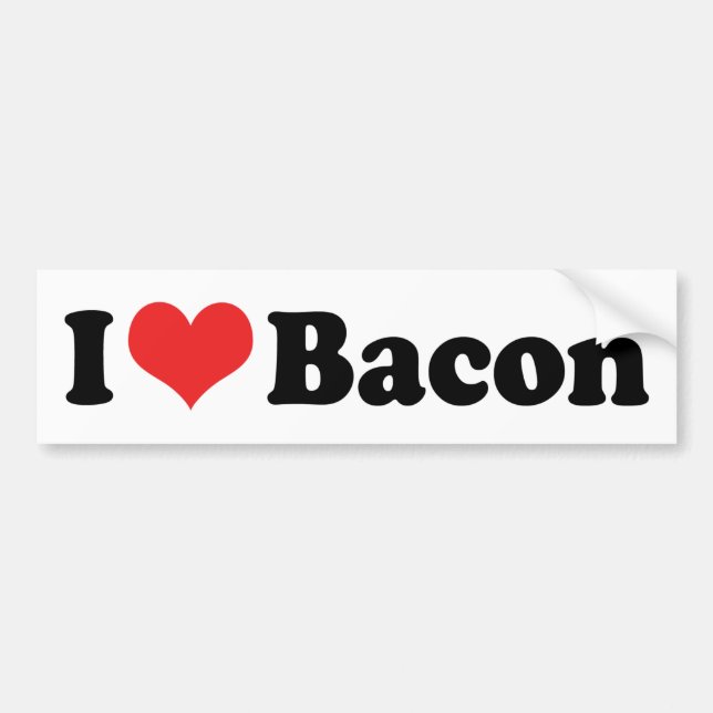 Adesivo Para Carro Adoro Bacon Cardíaco - Bacon Lover (Frente)