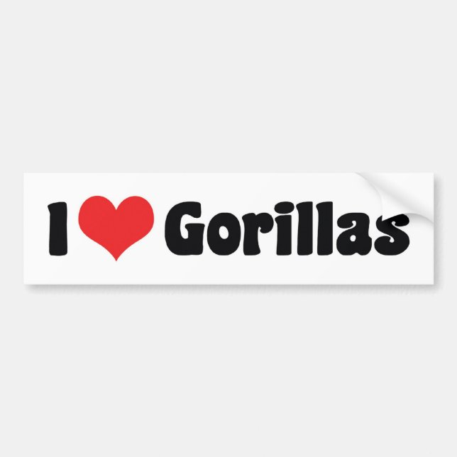 Adesivo Para Carro Adoro Heart Gorillas - Gorilla Lover (Frente)