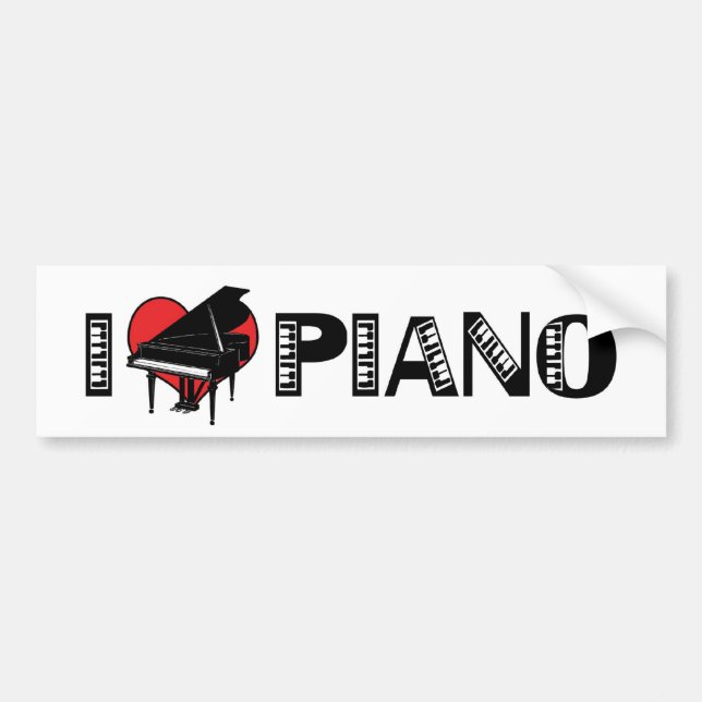 Adesivo Para Carro Adoro Piano Bumper Sticker (Frente)