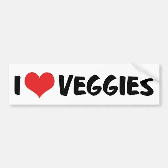 Adesivo Para Carro Adoro Veggies Cardíacos - Comida de Saúde Vegan (Frente)