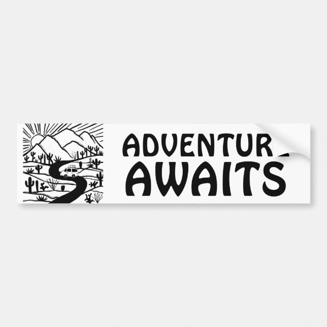Adesivo Para Carro ADVENTURE AWAITS vanlife camper RVing (Frente)