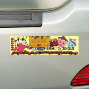 Adesivo Para Carro Advirta o freio de I para o chocolate Chibi -
