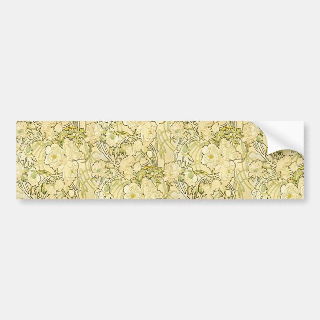 Adesivo Para Carro Alfonse Mucha Art Nouveau Peonies Botanical Art (Frente)