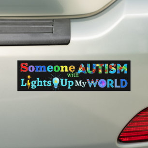 Adesivo Para Carro Alguém com AUTISM acende meu mundo
