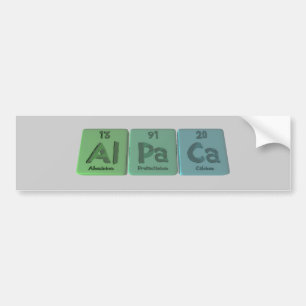 Adesivo Para Carro Alpaca-Al-Pa-CA-Alumínio-Protactinium-Cálcio