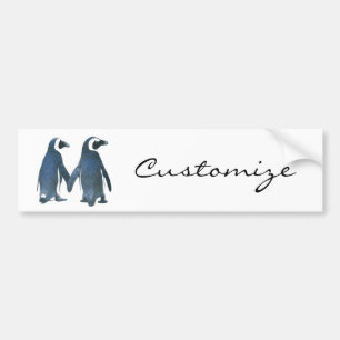 Adesivo Para Carro Ama Pássaros Casal Pinguim Thunder_Cove