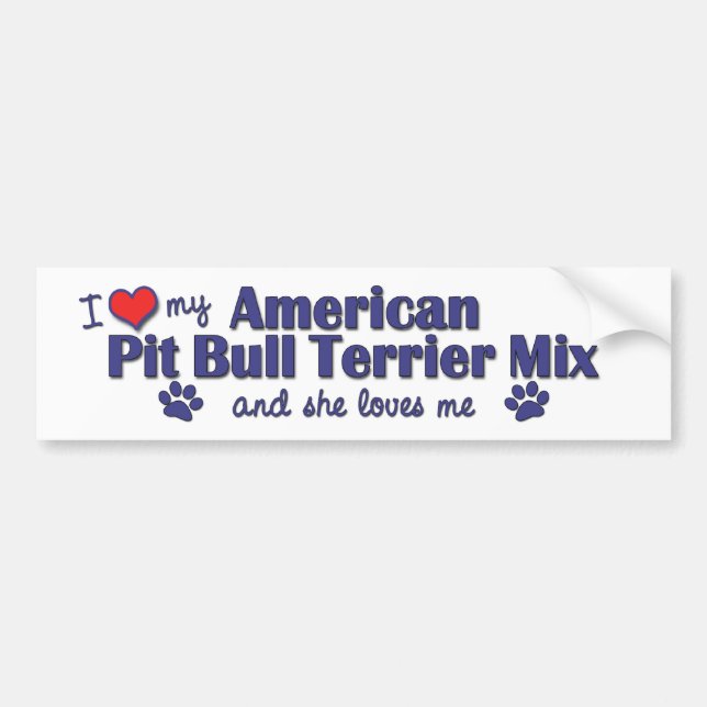Adesivo Para Carro Ame minha mistura americana de Terrier de pitbull (Frente)
