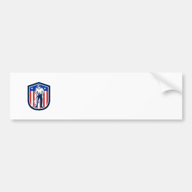 Adesivo Para Carro American Pressionling USA Flag Shield Retro (Frente)