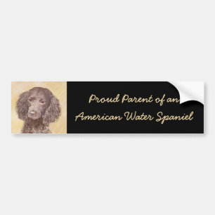 Adesivo Para Carro American Water Spaniel Painting - Arte Original de