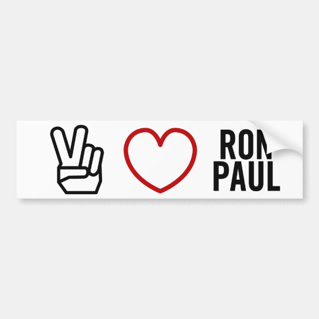 Adesivo Para Carro Amor Ron Paul da paz (Frente)