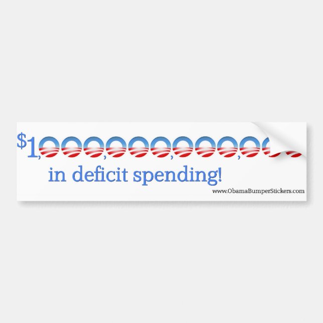 Adesivo Para Carro Anti-Obama "1 trillion na despesa de deficit " (Frente)