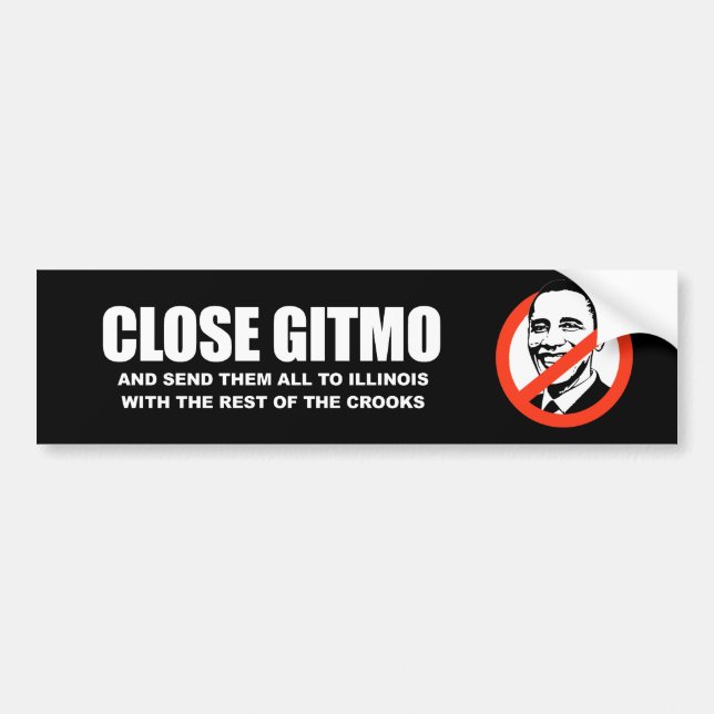 Adesivo Para Carro Anti-Obama - gitmo próximo e envia-os a illinois (Frente)