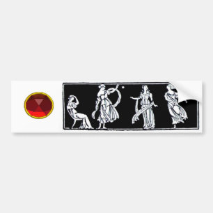 Adesivo Para Carro ANTIQUE FASHION Black White Ruby Gemstone