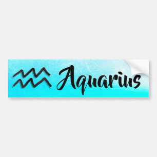 Adesivo Para Carro Aqua Azul - Símbolo Zodioso Aquário Horoscópio