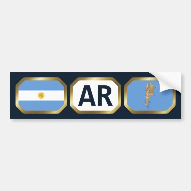 Adesivo Para Carro Argentina Flag Map Code Bumper Sticker (Frente)