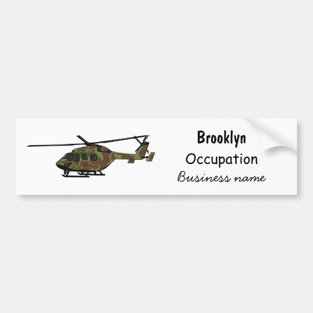 Adesivo Para Carro Army helicopter cartoon illustration  (Frente)