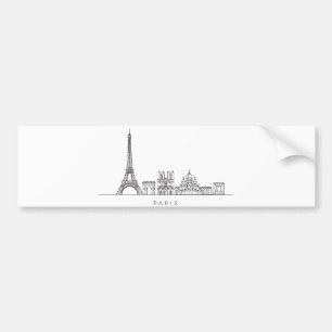 Adesivo Para Carro Arte de Linha Minimalista da Silhueta de Paris
