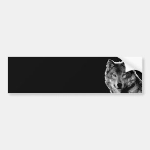 Adesivo Para Carro Arte do Lobo Preto e Branco