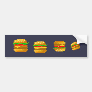 Adesivo Para Carro Arte em pixel rápida e colorida com burger de 8 bi