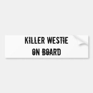 Adesivo Para Carro ASSASSINO WESTIE A BORDO do autocolante no vidro
