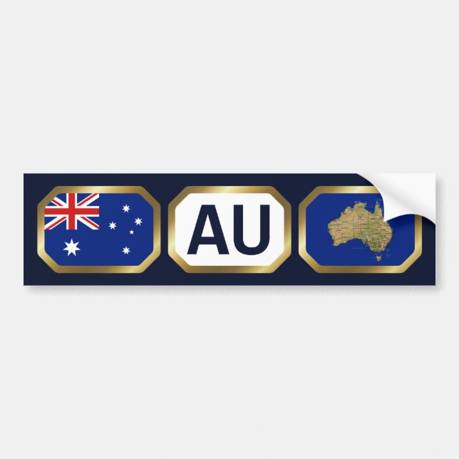 Adesivo Para Carro Australia Flag Map Code Bumper Sticker (Frente)
