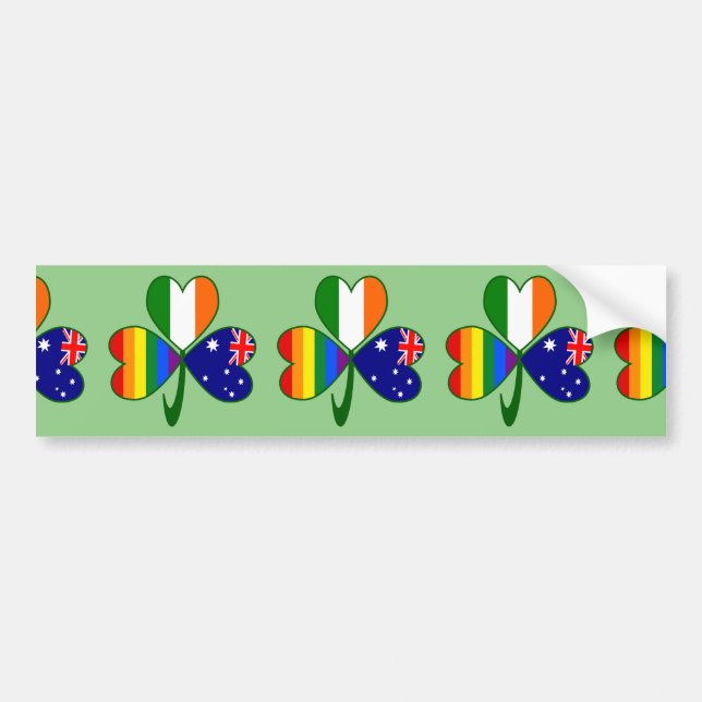 Adesivo Para Carro Australian Irish Gay Pride Shamrock (Frente)
