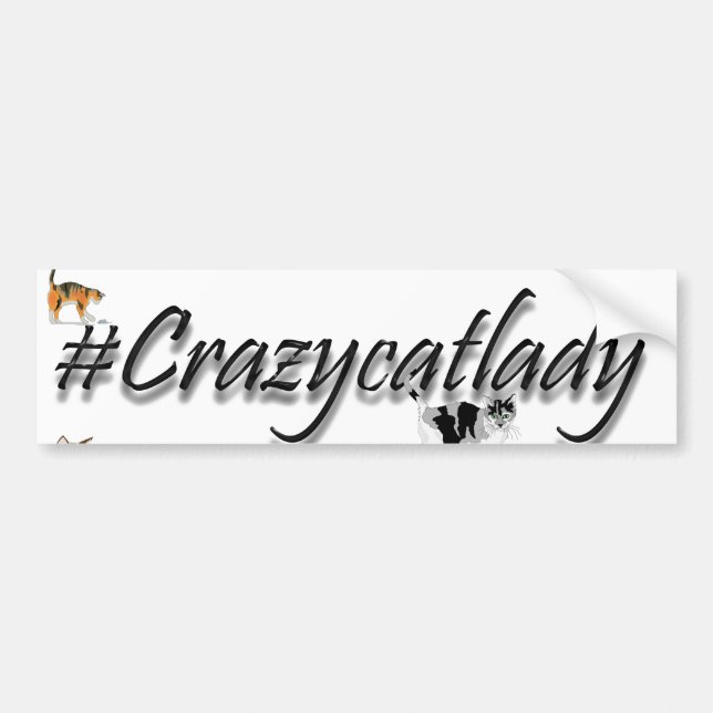 Adesivo Para Carro autocolante no vidro traseiro #crazycatlady (Frente)