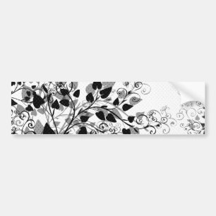 Adesivo Para Carro Autocolante no vidro traseiro floral branco preto