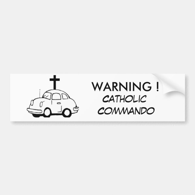 Adesivo Para Carro Aviso! Comando Católico (Frente)