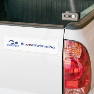 Adesivo Para Carro Azul nadador do amor no branco