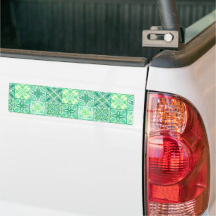Adesivo Para Carro azulejos ornamentados em verde e branco
