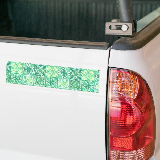 Adesivo Para Carro azulejos ornamentados em verde e branco (No caminhão)