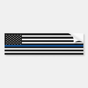 Adesivo Para Carro Bandeira Americana da Linha Azul da Polícia