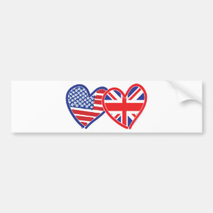 Adesivo Para Carro Bandeira Americana/União Jack Flag Hearts