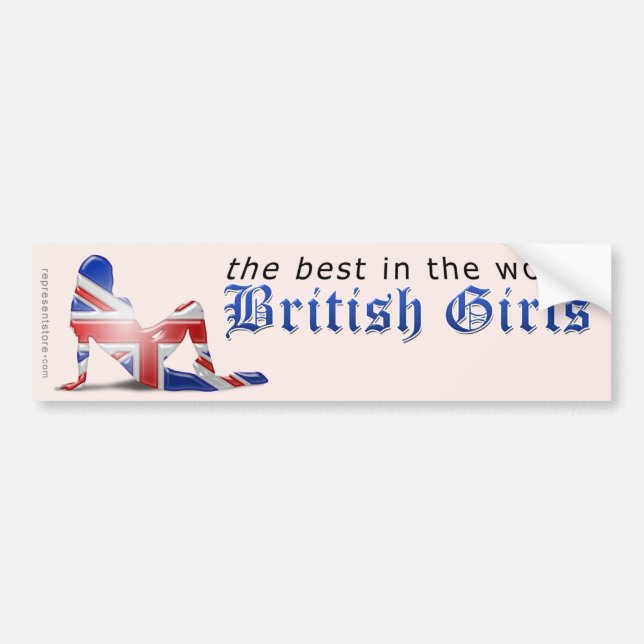 Adesivo Para Carro Bandeira britânica da silhueta da menina (Frente)