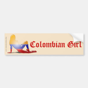 Adesivo Para Carro Bandeira colombiana da silhueta da menina