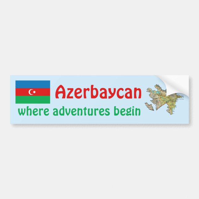 Adesivo Para Carro Bandeira de Azerbaijan e autocolante no vidro (Frente)