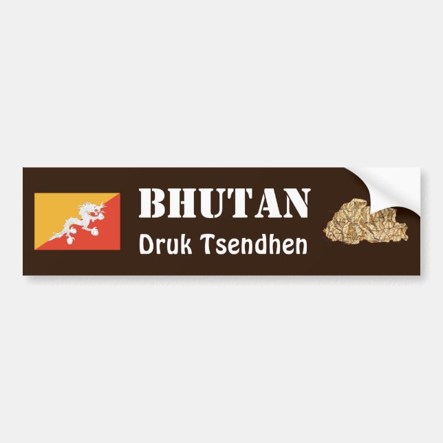 Adesivo Para Carro Bandeira de Bhutan + Autocolante no vidro traseiro (Frente)
