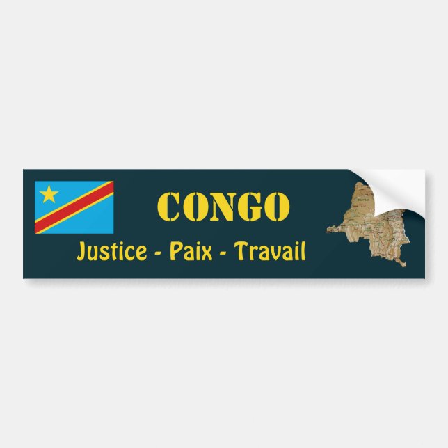 Adesivo Para Carro Bandeira de Congo-Kinshasa + Autocolante no vidro (Frente)