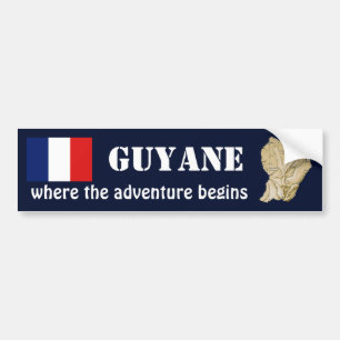 Adesivo Para Carro Bandeira de Guyane + Autocolante no vidro traseiro