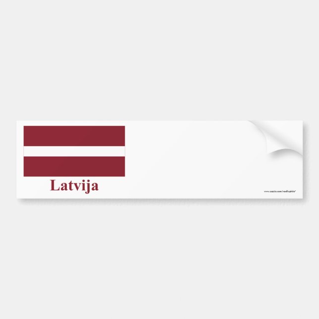 Adesivo Para Carro Bandeira de Latvia com nome no Latvian (Frente)