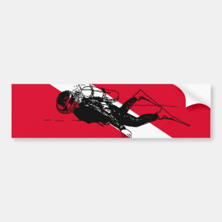 Adesivo Para Carro Bandeira de mergulhador com ilustração de mergulha