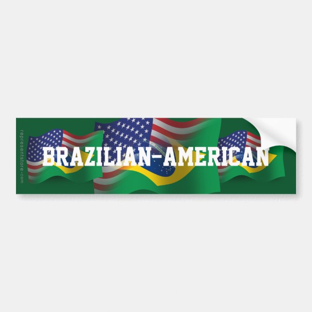 Adesivo Para Carro Bandeira de ondulação Brasileiro-Americana (Frente)
