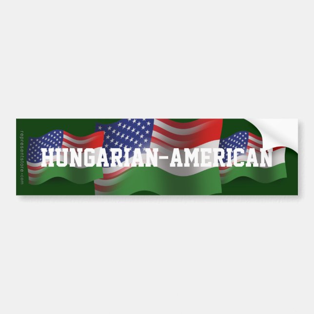 Adesivo Para Carro Bandeira de ondulação Húngaro-Americana (Frente)