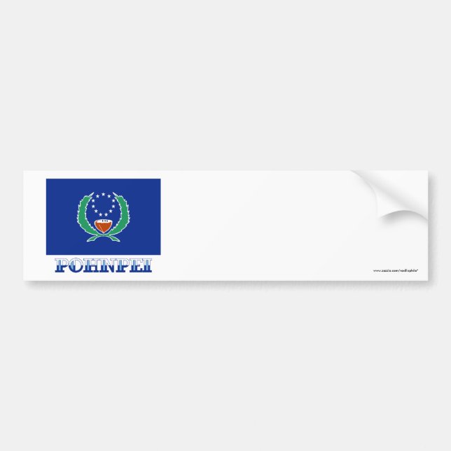 Adesivo Para Carro Bandeira de Pohnpei, com nome (Frente)