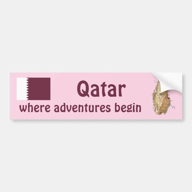 Adesivo Para Carro Bandeira de Qatar + Autocolante no vidro traseiro (Frente)