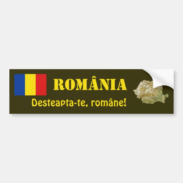 Adesivo Para Carro Bandeira de Romania + Autocolante no vidro (Frente)