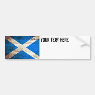 Adesivo Para Carro Bandeira de Scotland na grão de madeira velha
